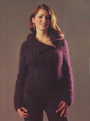 Fiche tricot pour tricoter gilet asymétrique en laine mohair