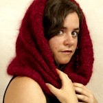 snood laine mohair rouge par la Ferme d'Auré