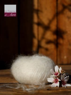 Pelote de laine mohair et soie écru - Mohair de la Ferme d'Auré