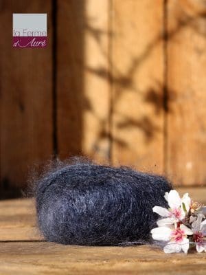 Pelote de laine mohair et soie gris ardoise - Mohair de la Ferme d'Auré