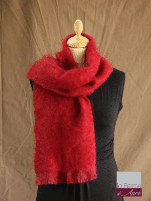echarpe laine mohair et soie rouge grenade petit modele