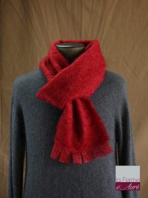 écharpe laine mohair pour homme coloris rouge - Mohair Ferme d'Auré