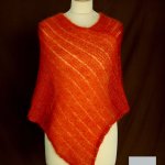 Poncho laine mohair et soie fait main orange cuivré vue de face