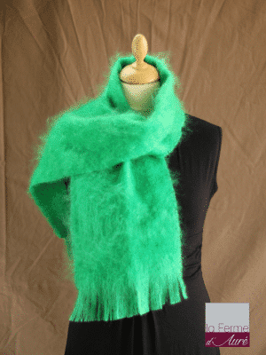 Echarpe laine mohair vert perroquet petit modele