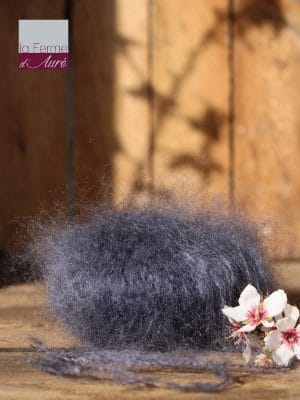 Pelote de laine pur mohair gris ardoise - Mohair de la Ferme d'Auré