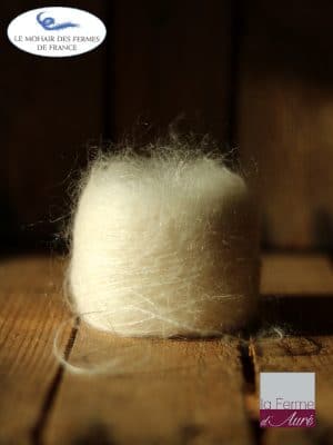 laine mohair et soie écru fil Plume - Mohair des Fermes de France