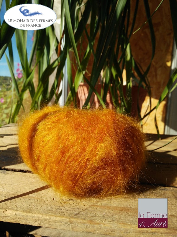 laine mohair Jaune Maïs - pure laine mohair des ferme de france - la Ferme d'Auré