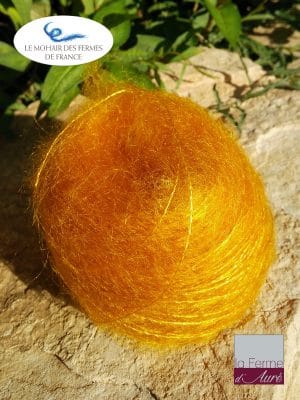 Mohair et Soie jaune Soleil Fil Plume - Mohair des fermes de France