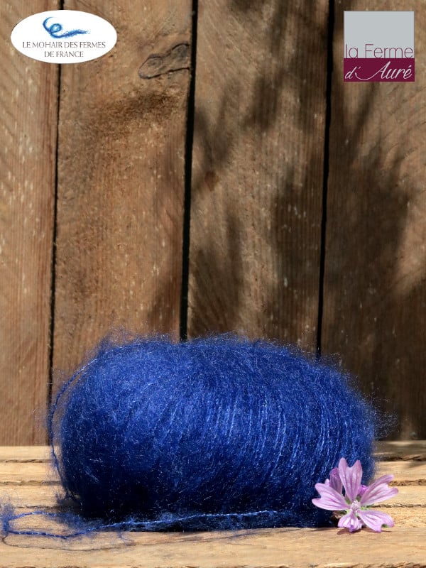 Laine Mohair et Soie Bleu Encre (Pelote 25g) - Laine à tricoter
