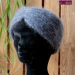 Cache oreilles Bandeau de tête en laine mohair gris - Tricot fait main - Mohair de France