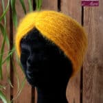 Cache oreilles Bandeau de tête en laine mohair jaune - Tricot fait main - Mohair de France