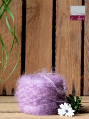 Laine Mohair et Soie coloris Mauve. Mohair des Ferme de France par la Ferme d'Auré