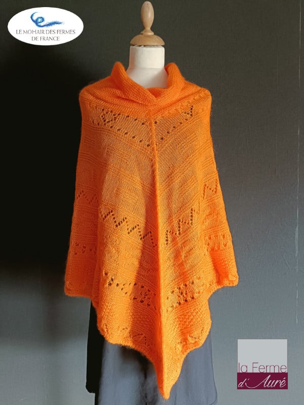 poncho-femme-mohair-orange-mangue